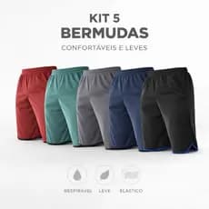 Kit 5 Bermuda Street Masculina Fit Exercício Físico Treino Academia Garra Sport Wear
