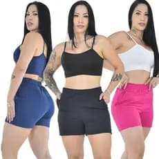 Kit 3 Short Moletom Feminino Confortável Premium para Academia Treino Exercício Físico
