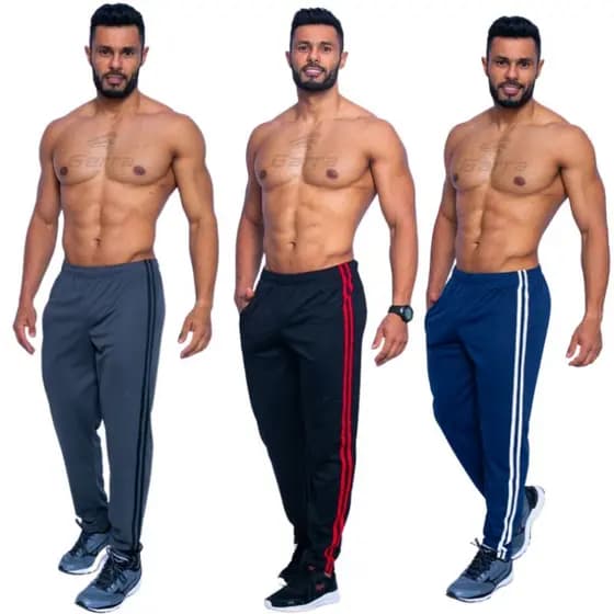 Kit 3 Calças masculinas pra atividade física academia e corrida com cordão e bolso com zíper