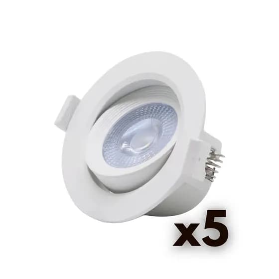 Kit 5 Spot Led 5w Embutir Redondo Direcionável Branco Frio Quente Bivolt