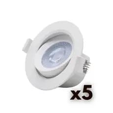 Kit 5 Spot Led 5w Embutir Redondo Direcionável Branco Frio Quente Bivolt