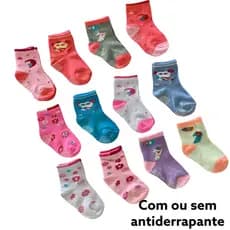 kit com 12 pares de meia infantil menino ou menina
