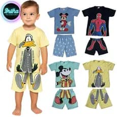 Conjunto Pijama infantil personagem que brilha no escuro Feminino e Masculino