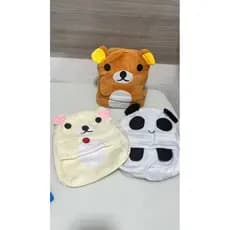 mochila bolsa pelúcia ursinho infantil com zíper e bolso