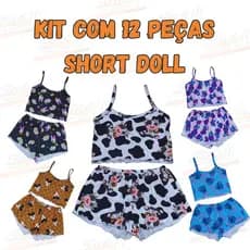 kit com 12 peças Short Doll para revender fazer renda extra