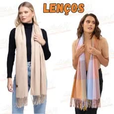 Lenço cachecol echarpe xale xadrez franja inverno grande quentinho
