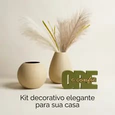 Kit Decorativo Sala Ore e Confie com Vasos e Plumas Decoração Aparador Mesa Sala Estar Moderna