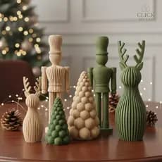 KIT DECORAÇÃO DE NATAL MINIMALISTA MODERNA EM PLA (IMPRESSÃO 3D) - ARVORE, RENAS E QUEBRA-NOZES