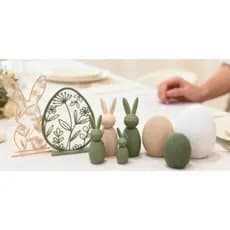 Kit Decoração Páscoa Completo – Coelhos + Ovos Decorativos – Centro de Mesa / Mesa Posta Premium