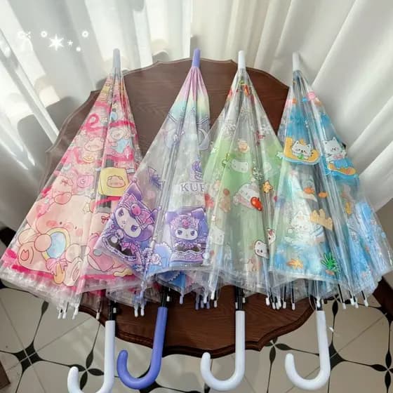 Guarda-chuva transparente transparente Animal dos desenhos animados Anime à prova dwaterproof água crianças estudantes d