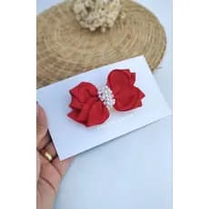 Laço Infantil Flor Delicado no Bico Laço Infantil Bordado de Pérolas Luxuoso