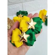Par de Laços Infantil Verde Amarelo Presilha Brasil Produto de Alta Qualidade