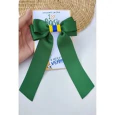 Laço Infantil Adulto Verde Amarelo no Bico de Pato