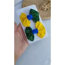 Par de Laço Infantil Copa Laço Brasil Infantil Laço Verde Amarelo Parzinho de Laço