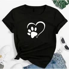 Blusa T-shirt Linda Camiseta Feminina Pet Loves Dogs Cats Patas Camisa
