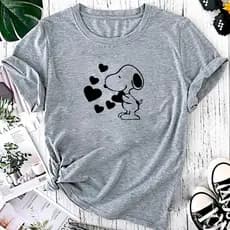 Blusa T-shirt Linda Camiseta Feminina Snoopy Coração Fofo Camisa