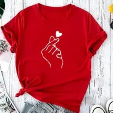 Blusa T-shirt Linda Estalos Coração Fofo Camiseta Feminina Camisa