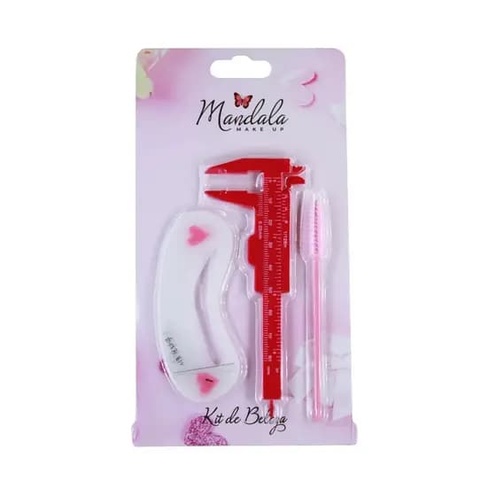 Kit para Design de Sobrancelhas com Paquimetro, Escova e Moldes