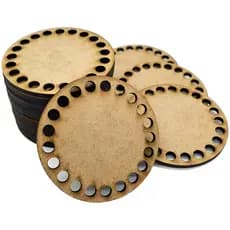 kit 5 Base 12 cm redonda de MDF para Crochê ou Fio de Malha
