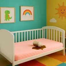 Capa Protetora Para Berço Infantil Rosa 100% Impermeável 1,30 x 0,70M Resistente e Matelado Quarto Criança