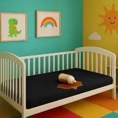 Capa Protetora Cor Preta Para Berço Impermeável Preto Para Quarto Menino e Menina Resistente e Matelado Criança