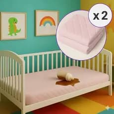 Kit 2 Capas Rosa Impermeável Para Quarto Bebê Menina - 1,30 x 0,70M Tecido Matelado