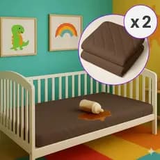 Kit 2 Capas Impermeável de Berço Tabaco Para Quarto Bebê Unissex - 1,30 x 0,70M Tecido Matelado