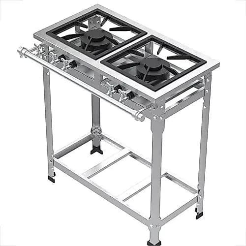 Fogão Industrial  Inox Baixa Pressão 2 Bocas Duplas