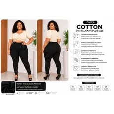 Calça Legging Plus Size Cotton Imita Jeans