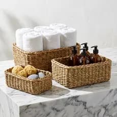 Kit 3 Cesto de Palha Natural Vaso Cachepot Cesto Vime Cesta Organizadora Organizador de Taboa balaio