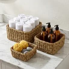 Kit 3 Cesto Seagrass Aimore Organizador Multiuso fibra natural Vaso Cachepot de Palha para plantas