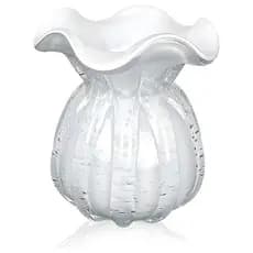 Mini Vaso Trouxinha Branco Grande Murano Decoração de Centro de Mesa Estante Hack de Tv 12X12X14 cm