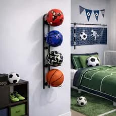 SUPORTE BOLA DE FUTEBOL BASQUETE E VÔLEI PARA 4 BOLAS DE PAREDE ORGANIZADOR REFORÇADO