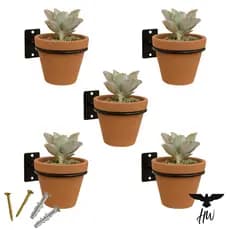 Kit 05 Suporte Vaso de Parede para Plantas Redondo Aço Reforçado + Parafusos e Buchas