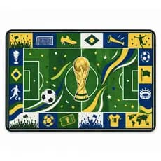 Tapete de Porta Antiderrapante Copa Do Mundo Entrada Estampado Emborrachado 40x60