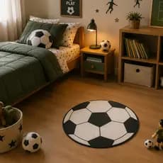 Tapete Redondo Infantil Menino Bola Futebol Astronauta Basquete Dinossauro Decorativo Antiderrapante