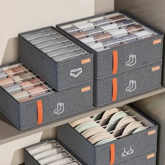 kit 3 organizadas Caixa De Armazenamento De roupas / roupas íntimas / meias /sutia