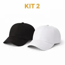 Kit 2 Bonés Liso Unissex Aba Curva – Casual, Esportivo, Regulável e Confortável Adulto