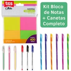Kit Bloco de Notas Colorido Com Canetas Anotaçoes Adesivo Marca Texto Escolar Fofo Barato Pequeno