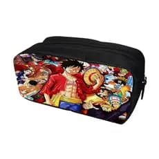 Estojo Escolar Duplo Estampa One Piece Tripulação Preto Box Grande Com 2 ziper
