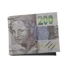 Carteira Cédula Porta Cartão Documento e Dinheiro Estampa Nota de R200,00