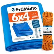 Lona Plástica de Proteção Cobertura Impermeável Azul 6x4 mts Reforçada Piscina Telhado 4x6 + Corda
