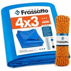 Lona Impermeavel 4x3 ou 3x4 Azul Reforçada Multiuso Piscina Proteção Uv Com Ilhós Frassatto + Corda