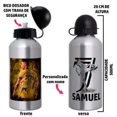 Garrafa Squeeze de alumínio  Personalizada com nome - Cristiano Ronaldo
