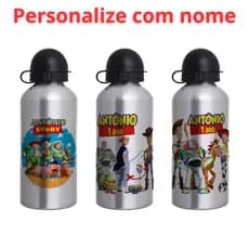 Garrafa Squeeze Infantil de alumínio  com 500ml  - Personalizada com nome - Toy Story