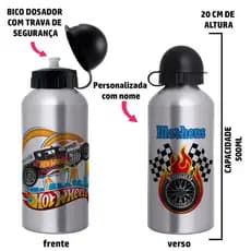 Garrafa Squeeze de alumínio Hotweels - Personalizada com nome