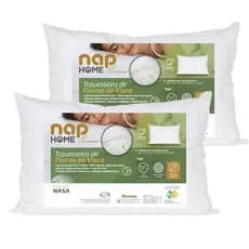 Kit 2 Travesseiro Nasa Flocos Viscoelástico Capa 200 Fios Nap