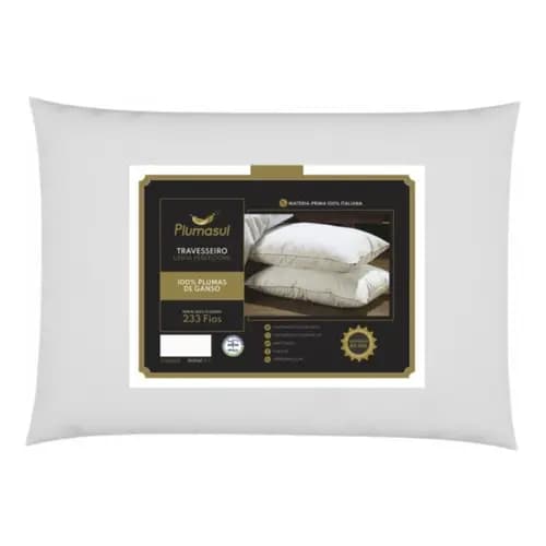 Travesseiro 100% Penas De Ganso Percal 233 Fios - Plumasul Cor Branco