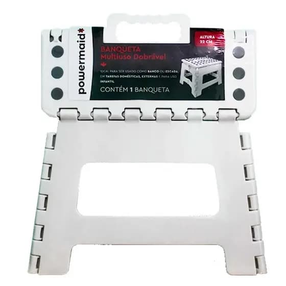 Banqueta Banquinho Multiuso Retrátil Dobrável 22cm Antiderrapante Até 150kg com Alça