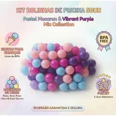 50 Bolinhas de Piscina Infantil Coloridas Rosa Azul Roxa Lilás Brinquedo Criança 71mm